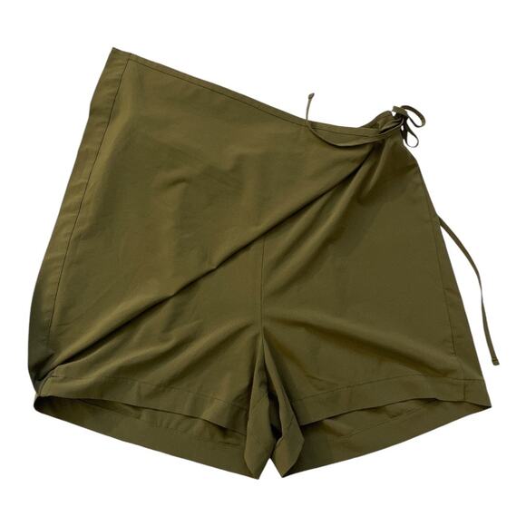 Girlfriend Collective Women's Stretch Woven Wrap Skort Dark Olive Size Large - Picture 4 of 6